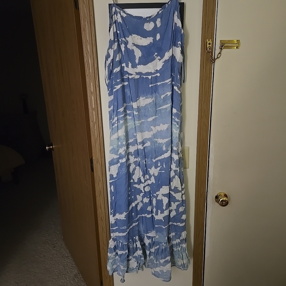 NWOT Knox Rose Womens Ombre Blue & White Tie Dye Sleeveless Maxi Dress Size XXL